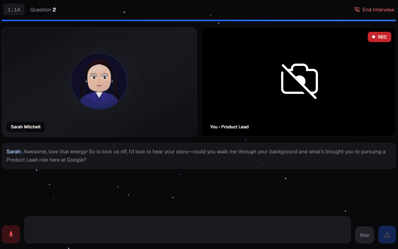 Interactive mock interview with AI interviewer
